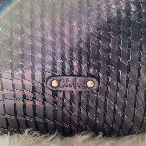 Vintage Cole Haan Black Woven Hobo Shoulder Bag with Gold Accents - Picture 3 of 5